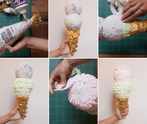 como hacer piñata helados decorar