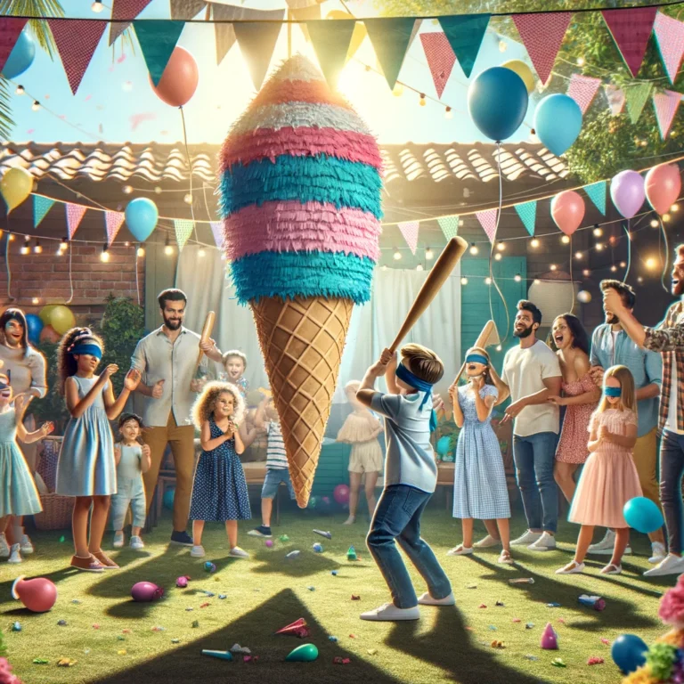 Fiesta infantil con piñata de helado.